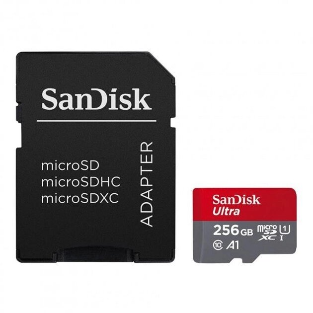 Картка пам'яті SanDisk MicroSDXC 256 GB Ultra UHS-1 Class 10 + SD adapter від компанії da1 - фото 1