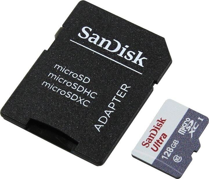 Картка пам'яті SanDisk microSDXC Ultra 128 GB Class 10 UHS-1 (з адаптером) (SDSQUNS-128G-GN6TA) від компанії da1 - фото 1