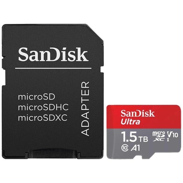 Картка пам'яті SanDisk microSDXC Ultra A1 1.5TB (R150MB/s) з адаптером від компанії da1 - фото 1