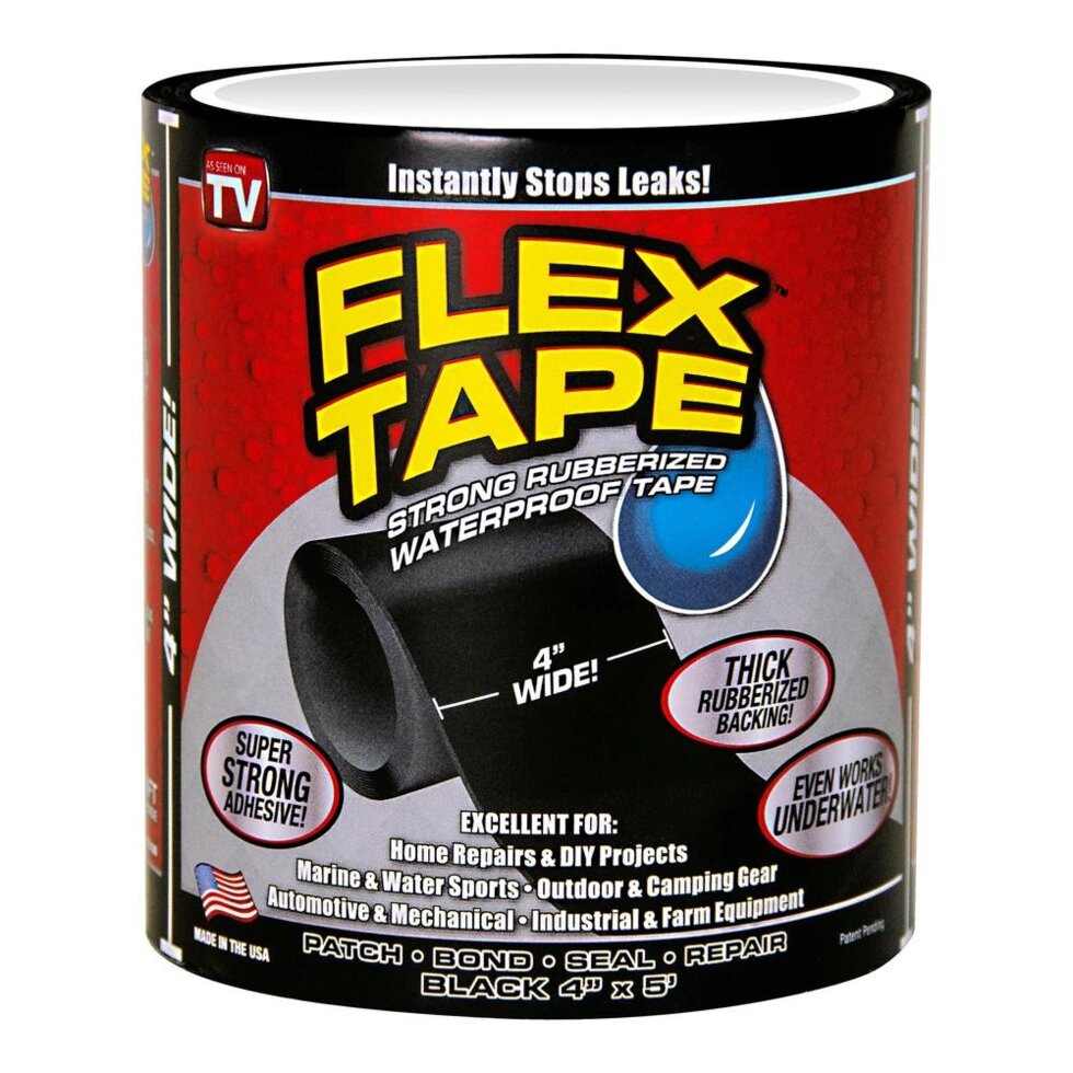 Клейка стрічка для ремонту Flex Tape посилена міцна TFSBLKR0405 10 х 150 см від компанії da1 - фото 1