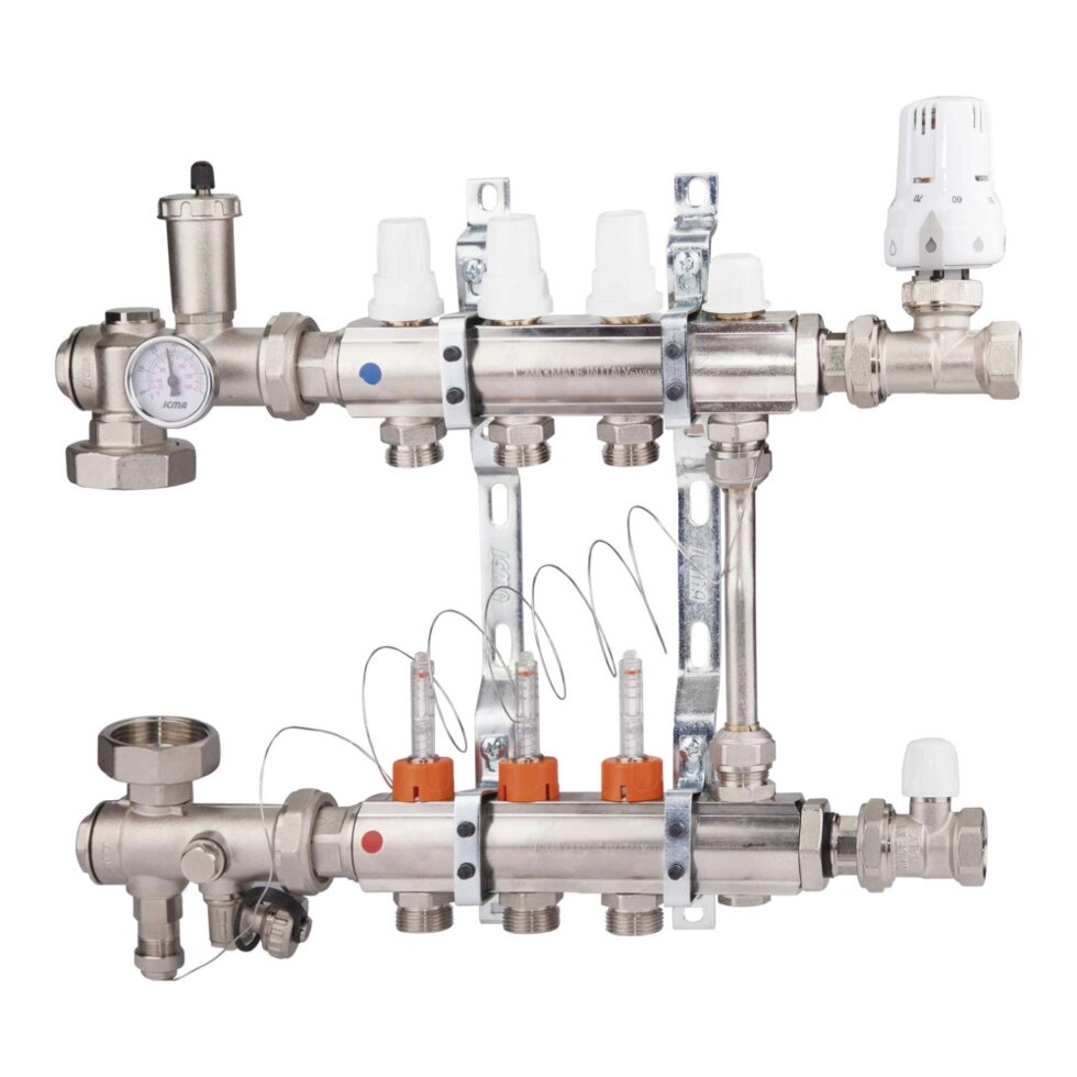 Колекторна група Icma 3/4" 3 виходи, з витратоміром NoA2K013 від компанії da1 - фото 1