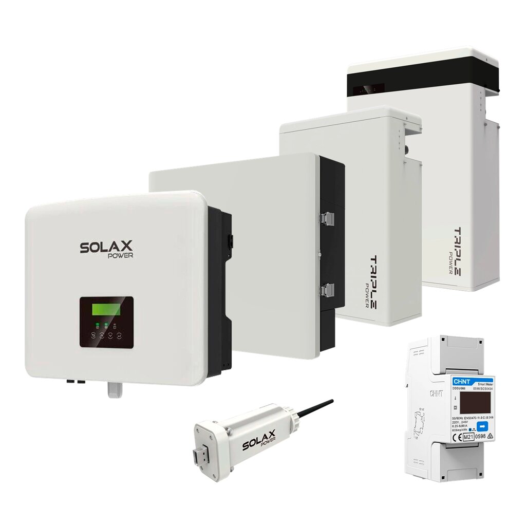 Комплект Solax 2.1: Однофазний гібридний інвертор на 5 кВт, з АКБ на 11,6 кВт*год від компанії da1 - фото 1