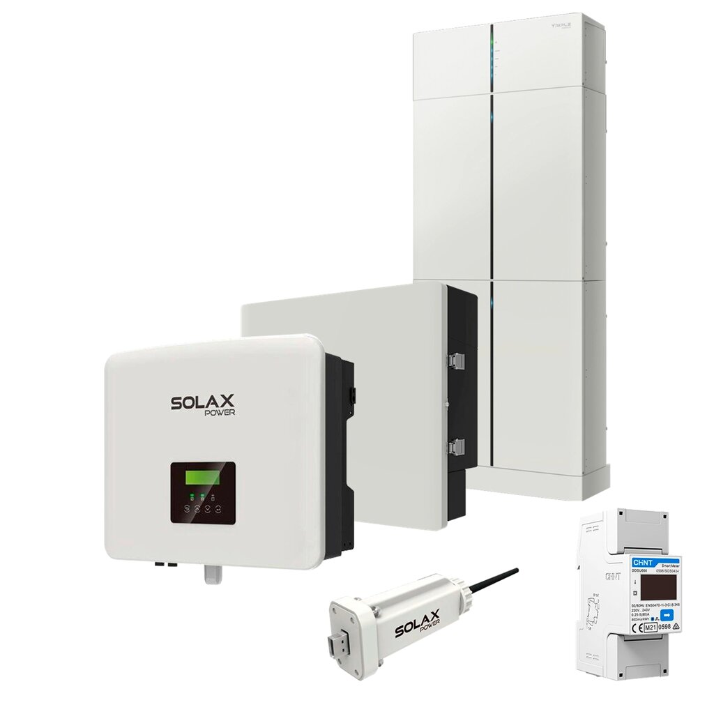 Комплект Solax 5.3: Однофазний гібридний інвертор на 7,5 кВт, з АКБ на 6,2 кВт*год від компанії da1 - фото 1