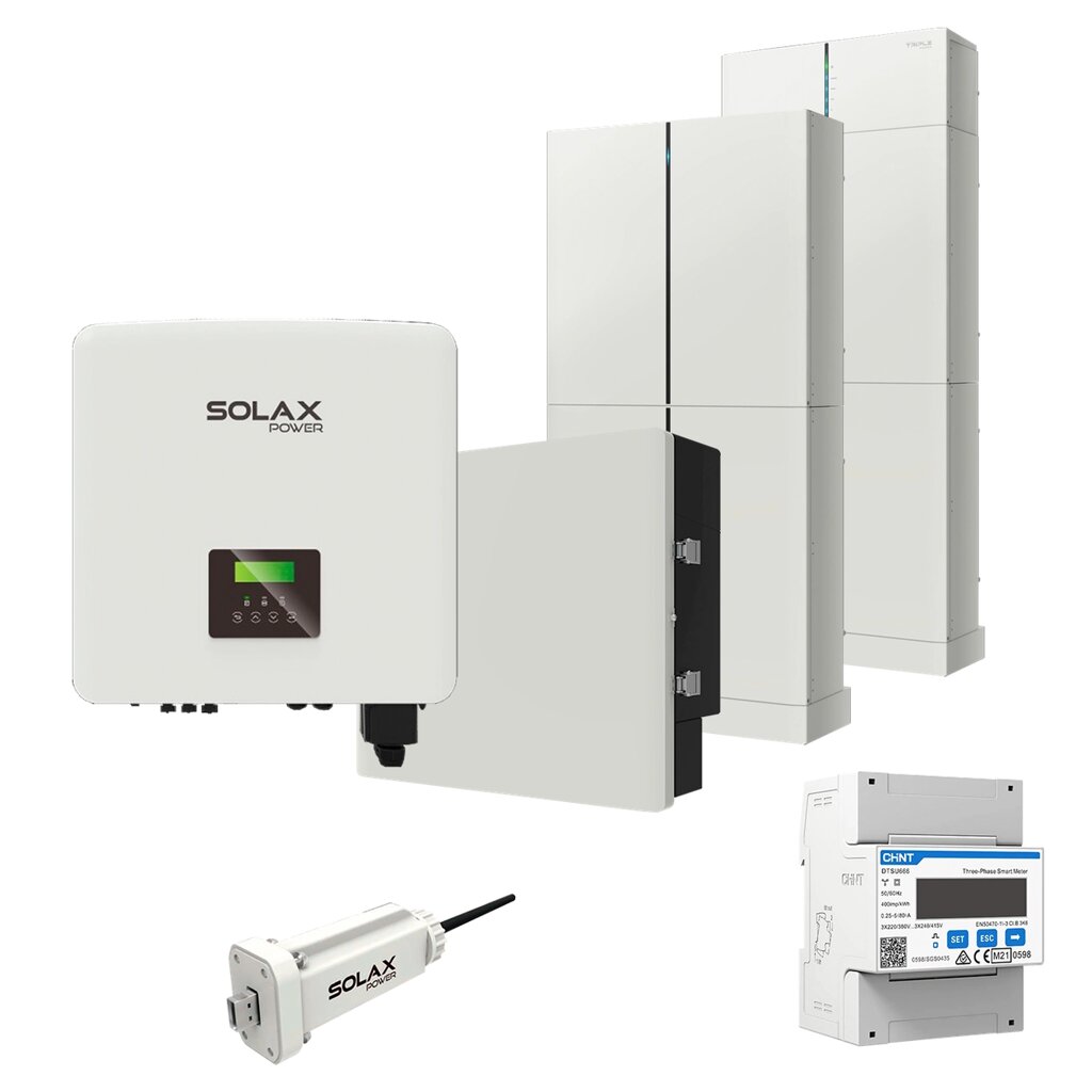 Комплект Solax 6.3: Трифазний гібридний інвертор на 12 кВт, з АКБ на 12,4 кВт*год від компанії da1 - фото 1