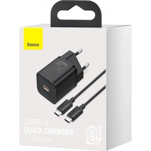 Комплект зарядний Baseus PD Charger 25 W + кабель USB-C — USB-C TZCCSUP-L01 від компанії da1 - фото 1