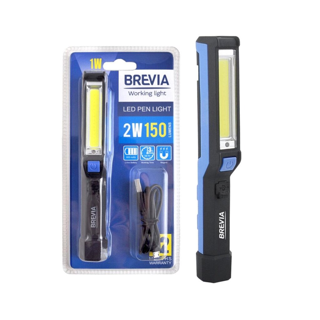 Ліхтар інспекційний Brevia LED Pen Light 2W COB+1W LED 150 lm 900 mAh microUSB від компанії da1 - фото 1