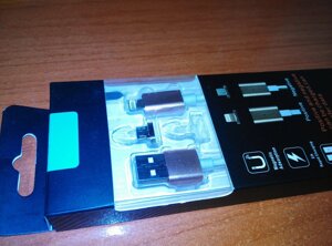 Магнітний кабель 2 в 1 мікроЮСБ айфон 5 6 7 Lightning Magnet microUSB