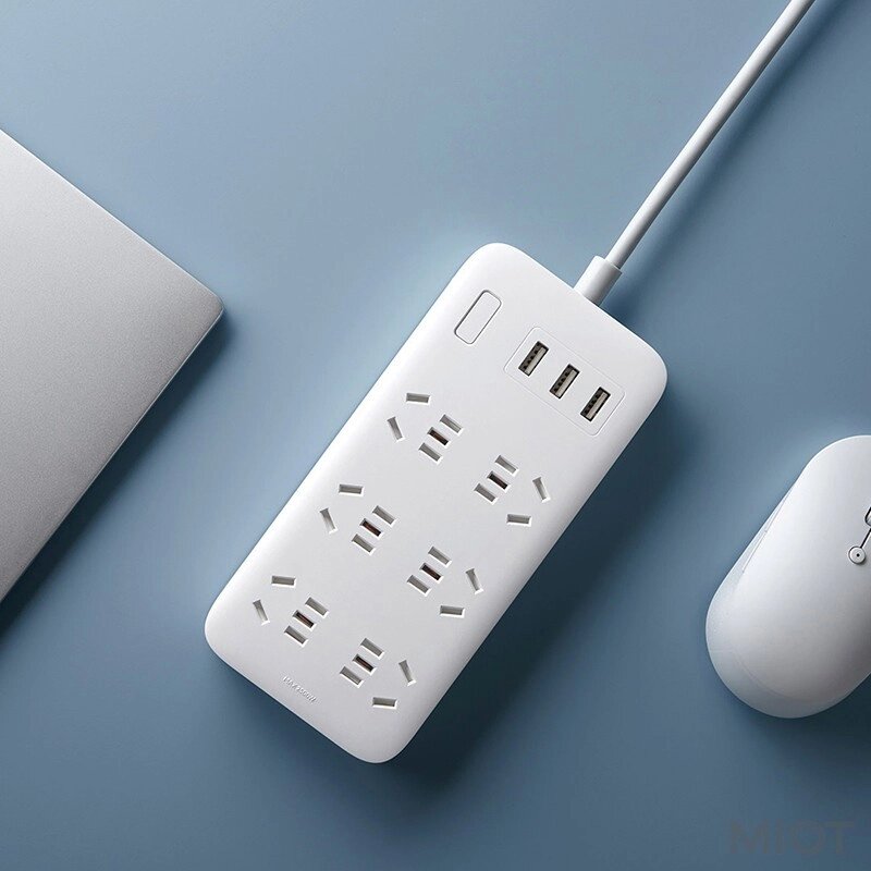 Мережевий фільтр подовжувач Xiaomi Mi Power Strip 6 розеток + 3 спідниці CXB6-1QM китайські розетки від компанії da1 - фото 1