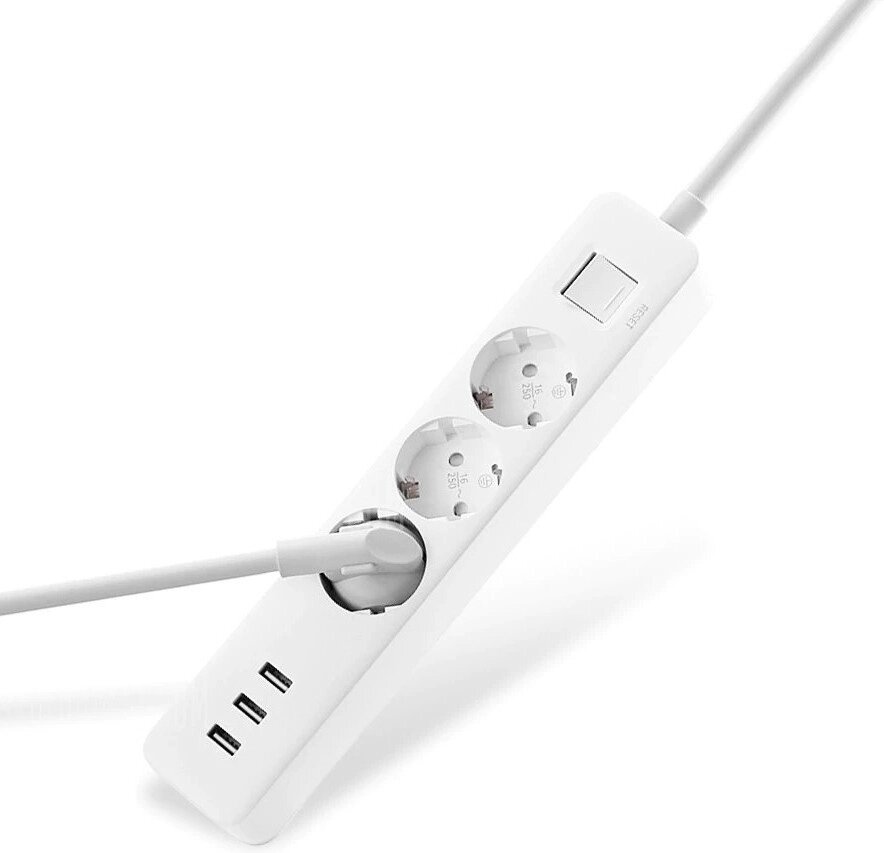 Мережевий фільтр подовжувач Xiaomi Power Strip 3 розетки 3 Usb 1.8 метра QMCXB33CH NRB4030GL XMCXB04Q від компанії da1 - фото 1