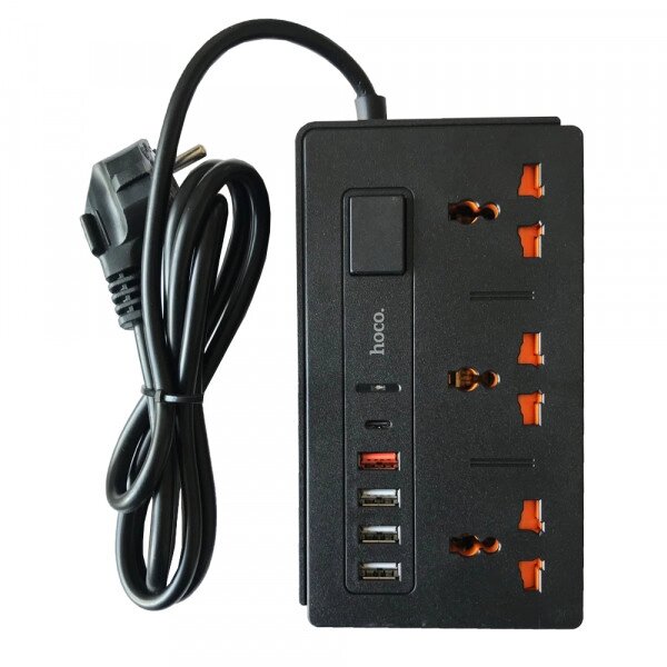 Мережевий подовжувач HOCO DC15 2-in-1 Multi-socket 4 USB/1*PD 18W/3*Plug/QC3.0/PD 30W від компанії da1 - фото 1