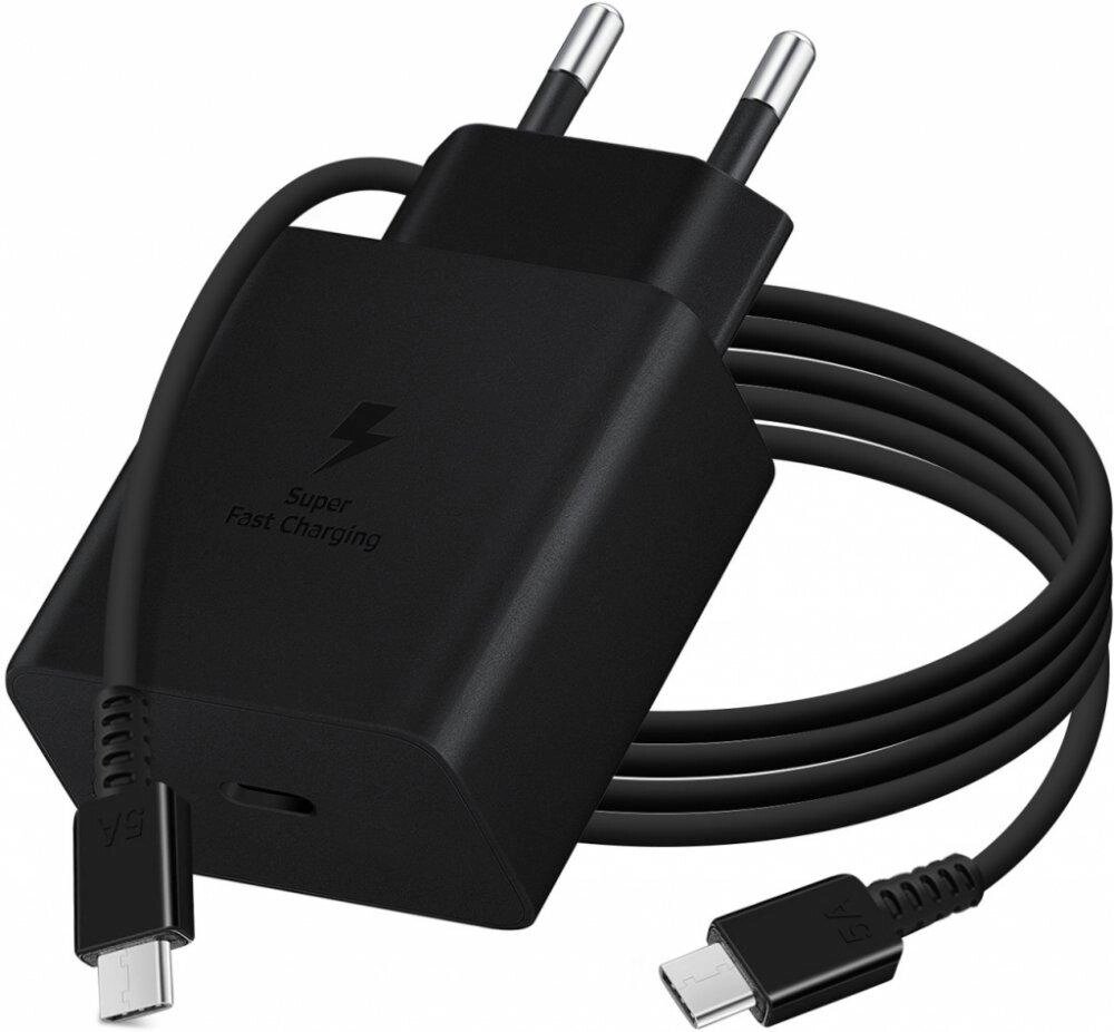 Мережевий зарядний комплект Samsung 45W Compact Power Adapter (EP-T4510XBE) блок з кабелем C to C чорний від компанії da1 - фото 1