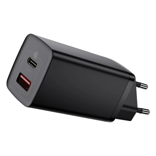 Мережевий зарядний пристрій Baseus GaN2 Lite 2 порти, USB + Type-C 65W Чорний (CCGAN2L-B01) від компанії da1 - фото 1