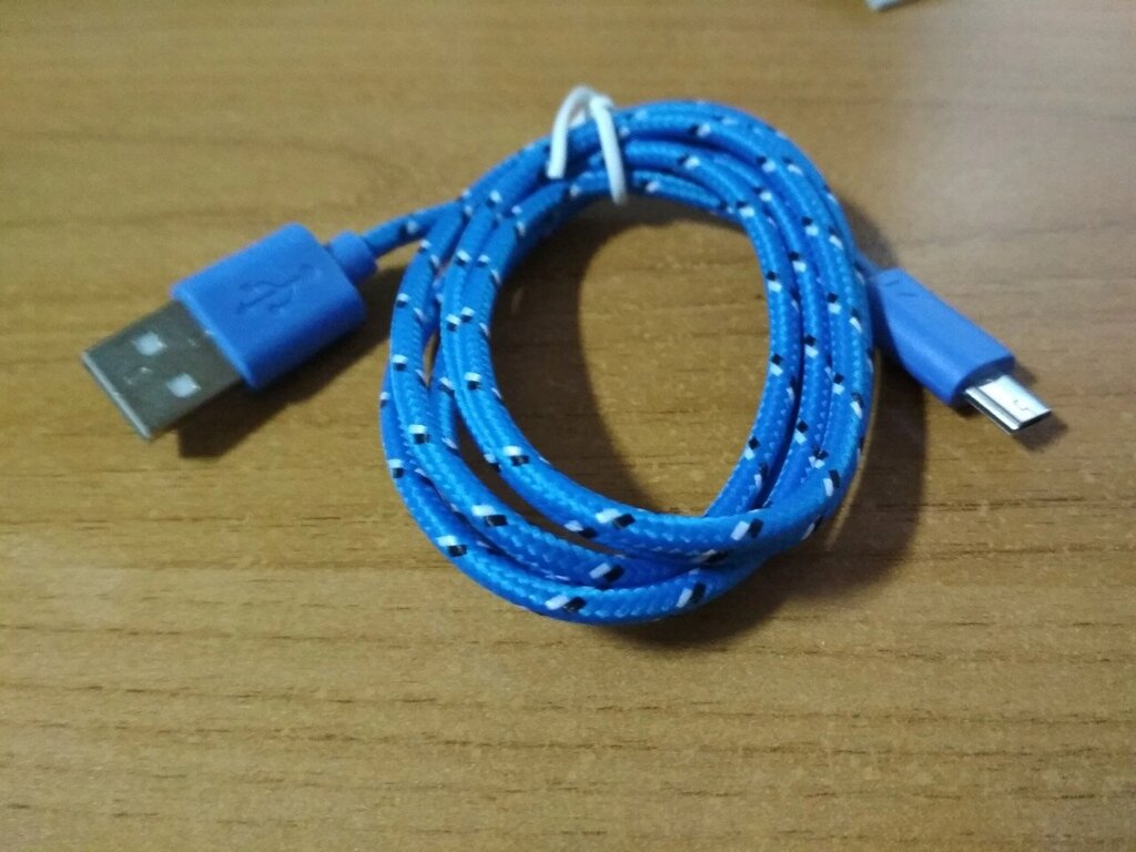 Мікро Юсб кабель у тканинному обплетенні шнур дроту microUSB 1 м подовжений штекер від компанії da1 - фото 1