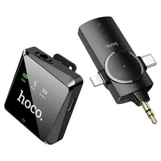 Микрофон петличка беспроводной HOCO S31 Stream Wireless Microphone + Receiver 3in1 (USB-C 3.5mm Lightning) від компанії da1 - фото 1