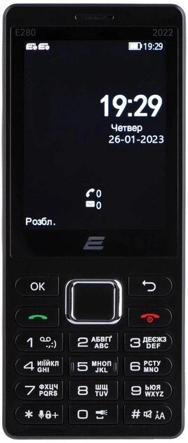 Мобільний телефон кнопковий 2E E280 2022 Dual Sim чорний (688130245210) від компанії da1 - фото 1