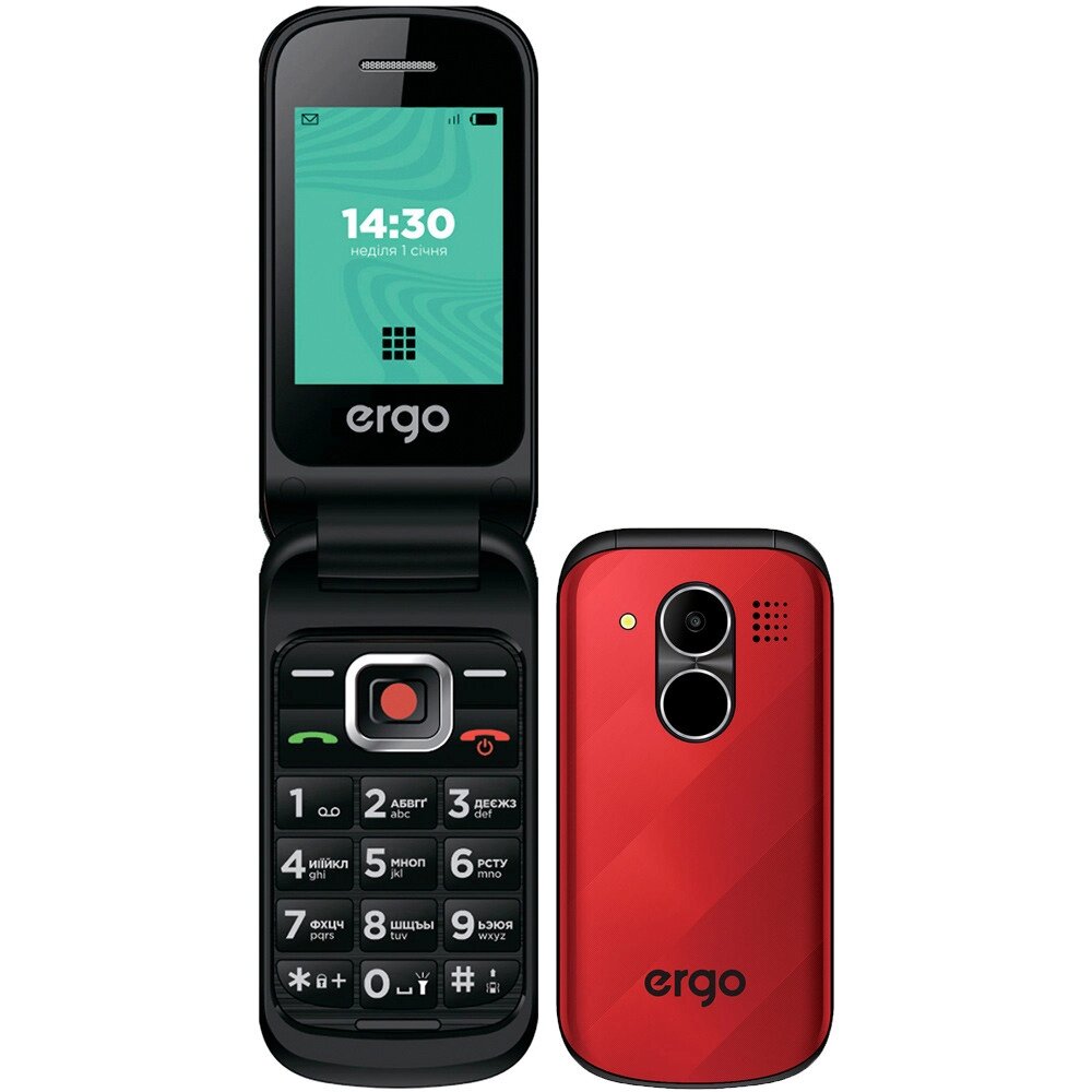 Мобільний телефон розкладачка Ergo F241 Dual Sim червоний від компанії da1 - фото 1