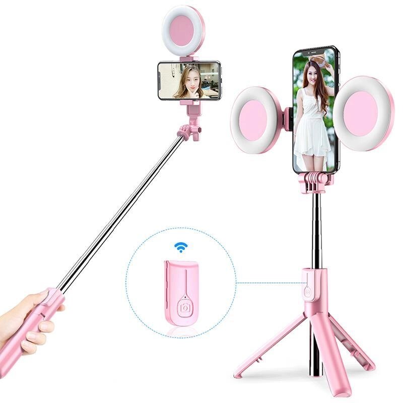 Монопод селфі Bluetooth Monopod Tripod з двома Led кільцями від компанії da1 - фото 1