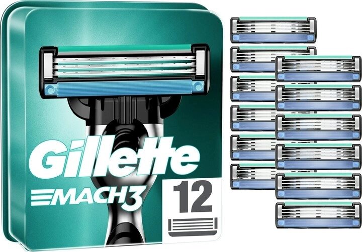 Набір лез Gillette Mach3 12 шт. у пачці оригінал від компанії da1 - фото 1