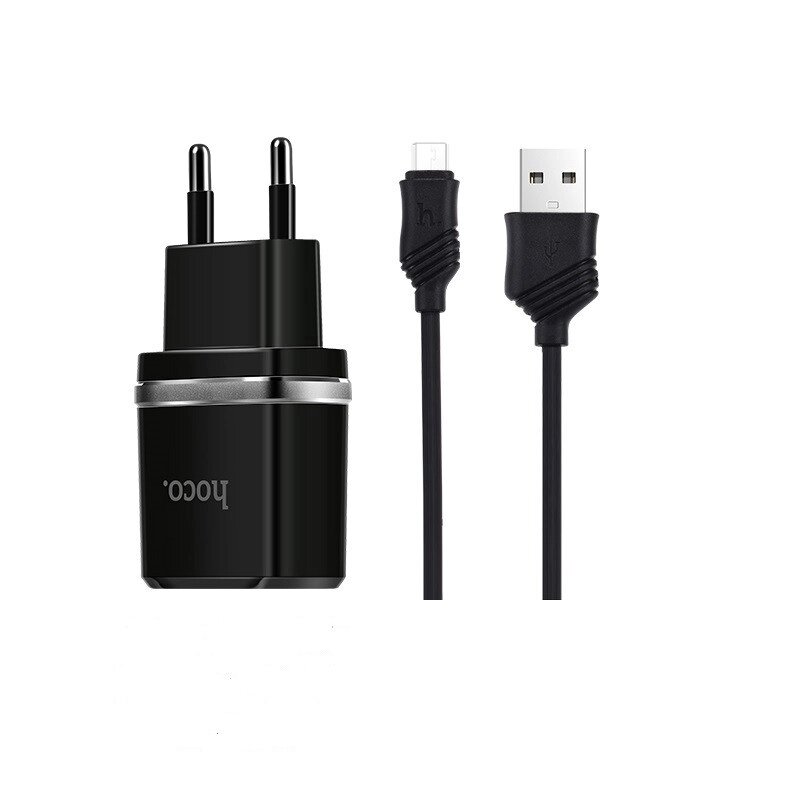 Набір зарядного і кабель Hoco і Micro cable C12 2 USB порт від компанії da1 - фото 1