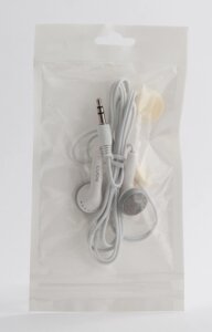 Навушники пластикові в пакеті Cube білі