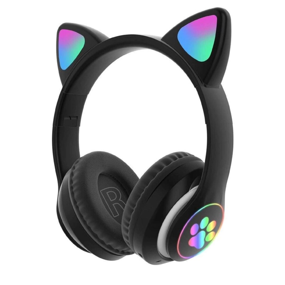 Навушники бездротові Cat Rainbow LED ear STN-28 котячі вушка Bluetooth 5.0 з картою пам'яті та FM від компанії da1 - фото 1