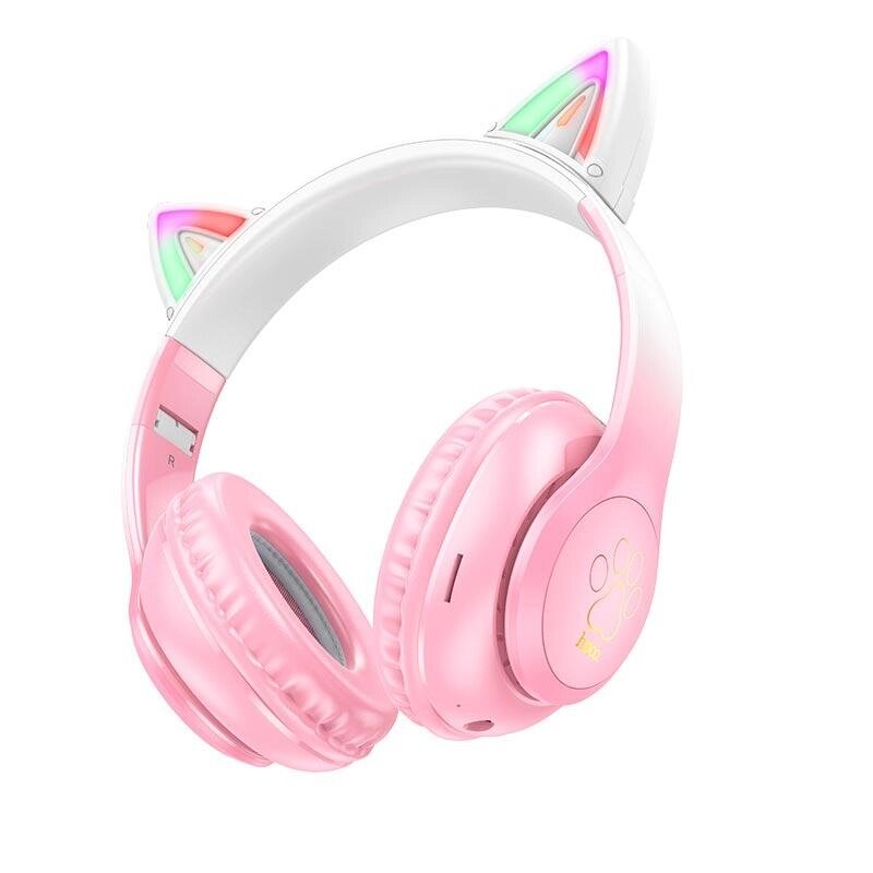 Навушники бездротові з вушками HOCO Cat ears BT headphones W42 біло-рожеві від компанії da1 - фото 1