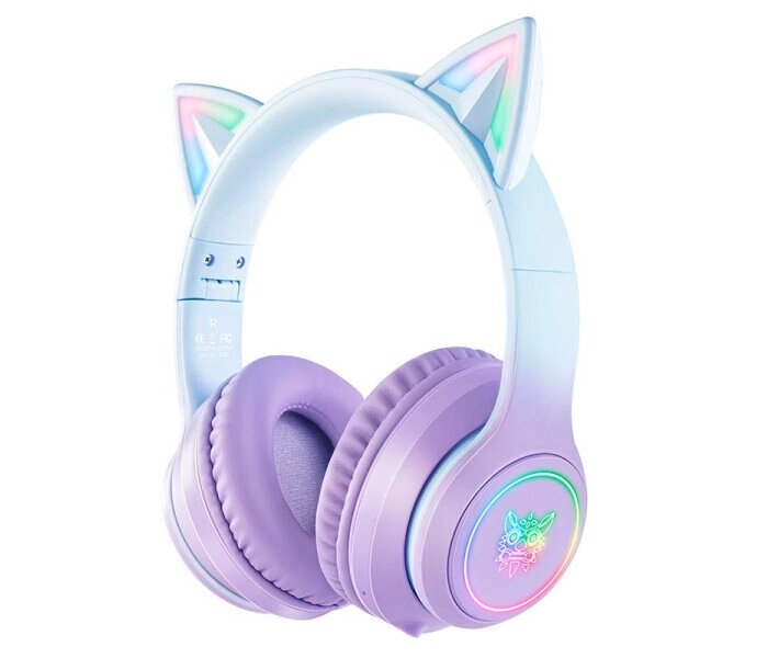 Навушники Bluetooth з підсвіткою ONIKUMA B90 Gaming CAT with LED фіолетові від компанії da1 - фото 1