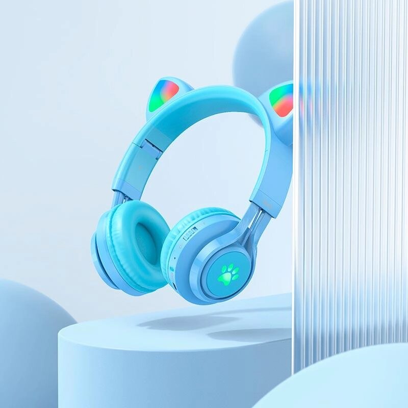 Навушники дитячі HOCO Cat ear kids BT headphones W39 блакитні від компанії da1 - фото 1