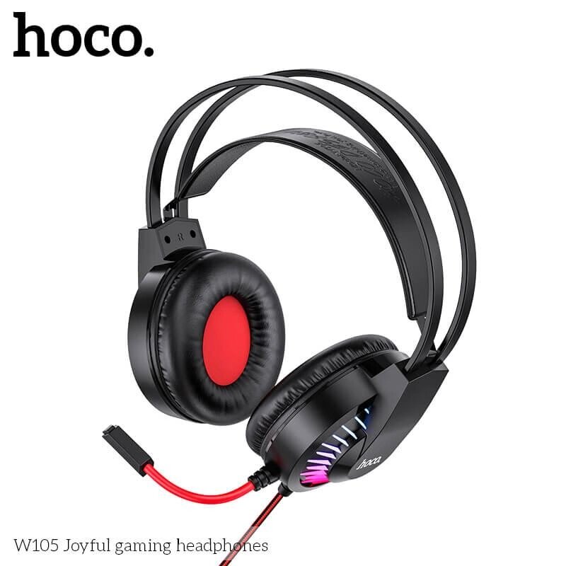 Навушники HOCO LED Joyful Gaming Headphones W105 чорно-червоні 6931474754165 від компанії da1 - фото 1