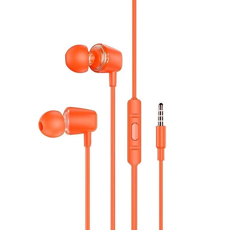 Навушники HOCO M107 Discoverer universal earphones with mic жовтогарячі від компанії da1 - фото 1