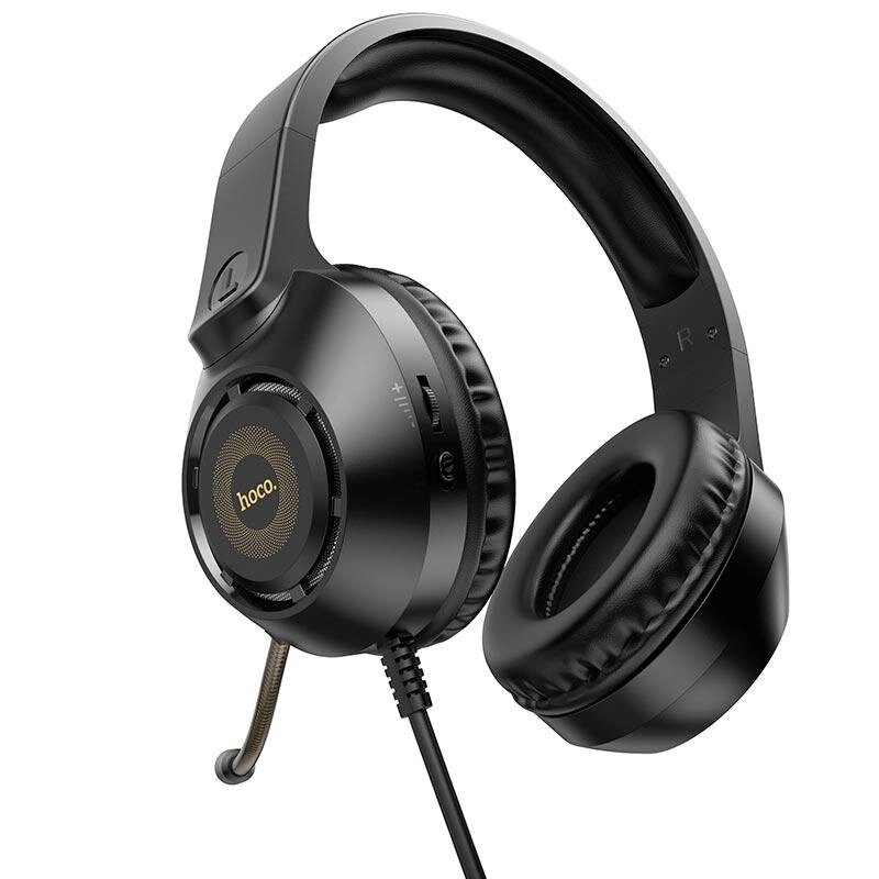 Навушники HOCO Sue headphones gaming W108 RGB-підсвітка кабель 2 метри чорні від компанії da1 - фото 1