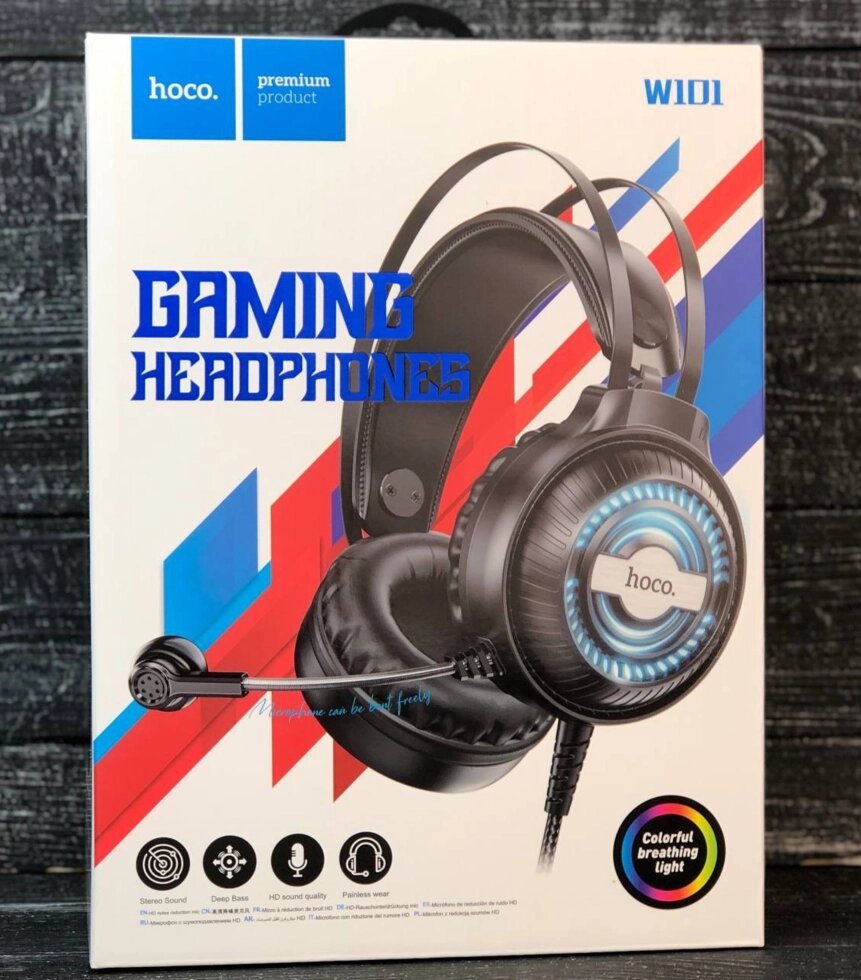 Навушники HOCO W101 Streamer GAMING 7-color LED з підсвіткою від компанії da1 - фото 1