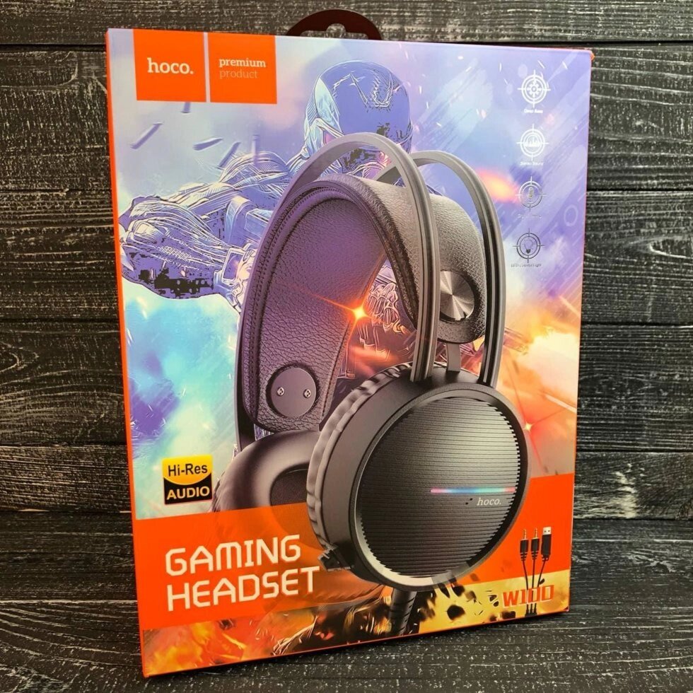 Навушники ігрові HOCO W100 Touring GAMING Headset 5-колірна підсвітка LED від компанії da1 - фото 1