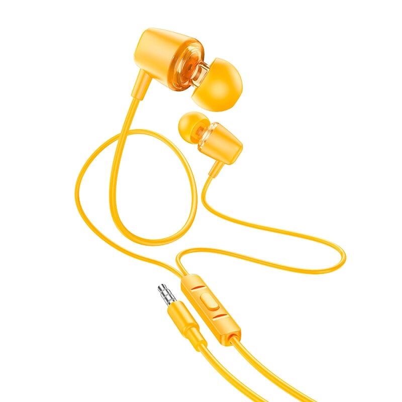 Навушники стерео з мікрофоном HOCO M107 Discoverer universal earphones with mic жовті від компанії da1 - фото 1