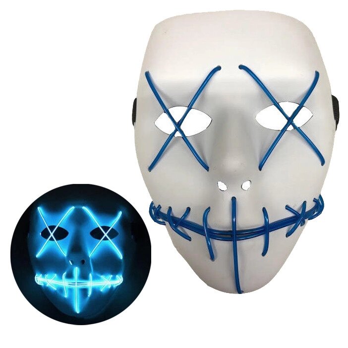 Неонова маска для вечірок із підсвіткою LED Mask 1 Blue від компанії da1 - фото 1