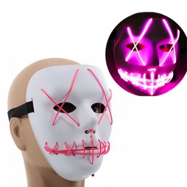 Неонова маска для вечірок із підсвіткою LED Mask 1 Pink від компанії da1 - фото 1