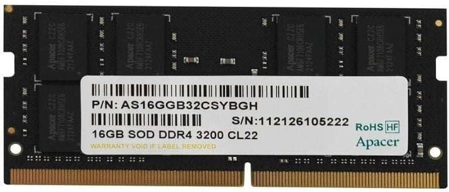 Оперативна пам'ять Apacer DDR4 SO-DIMM 16 ГБ 3200 МГц ES. 16G21. GSH від компанії da1 - фото 1