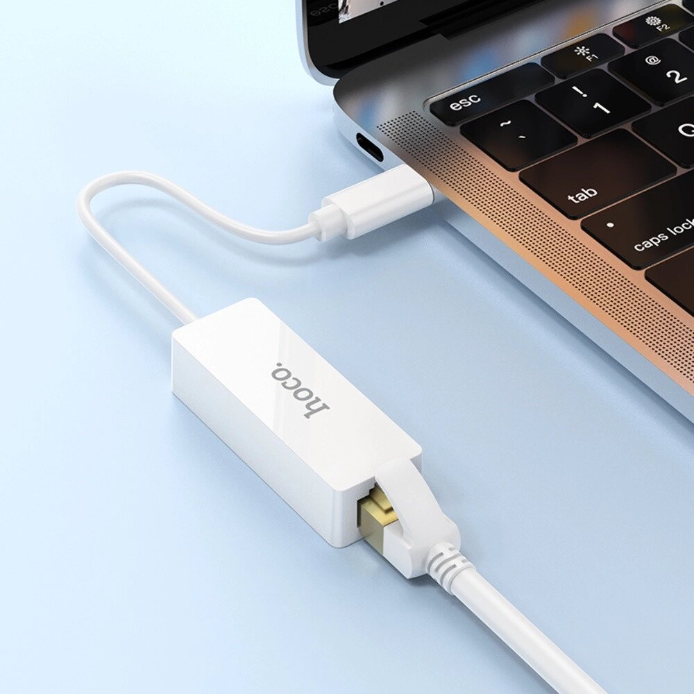 Перехідник адаптер Hoco UA22 Ethernet — USB-C (RJ45 to Type-C) від компанії da1 - фото 1