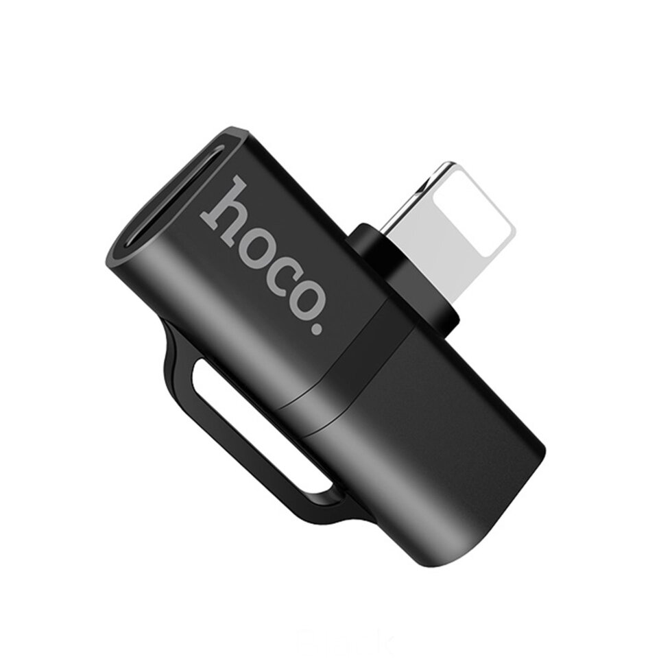 Перехідник HOCO LS20 аудіоконвертер Dual Lightning Audio 2 A Black від компанії da1 - фото 1