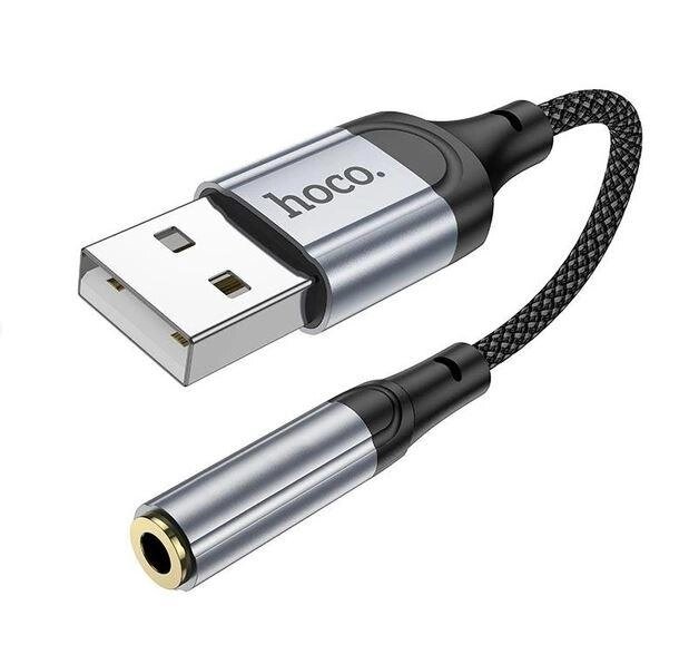 Перехідник HOCO LS36 — USB to 3.5 — зовнішня звукова карта 12 см DAC від компанії da1 - фото 1