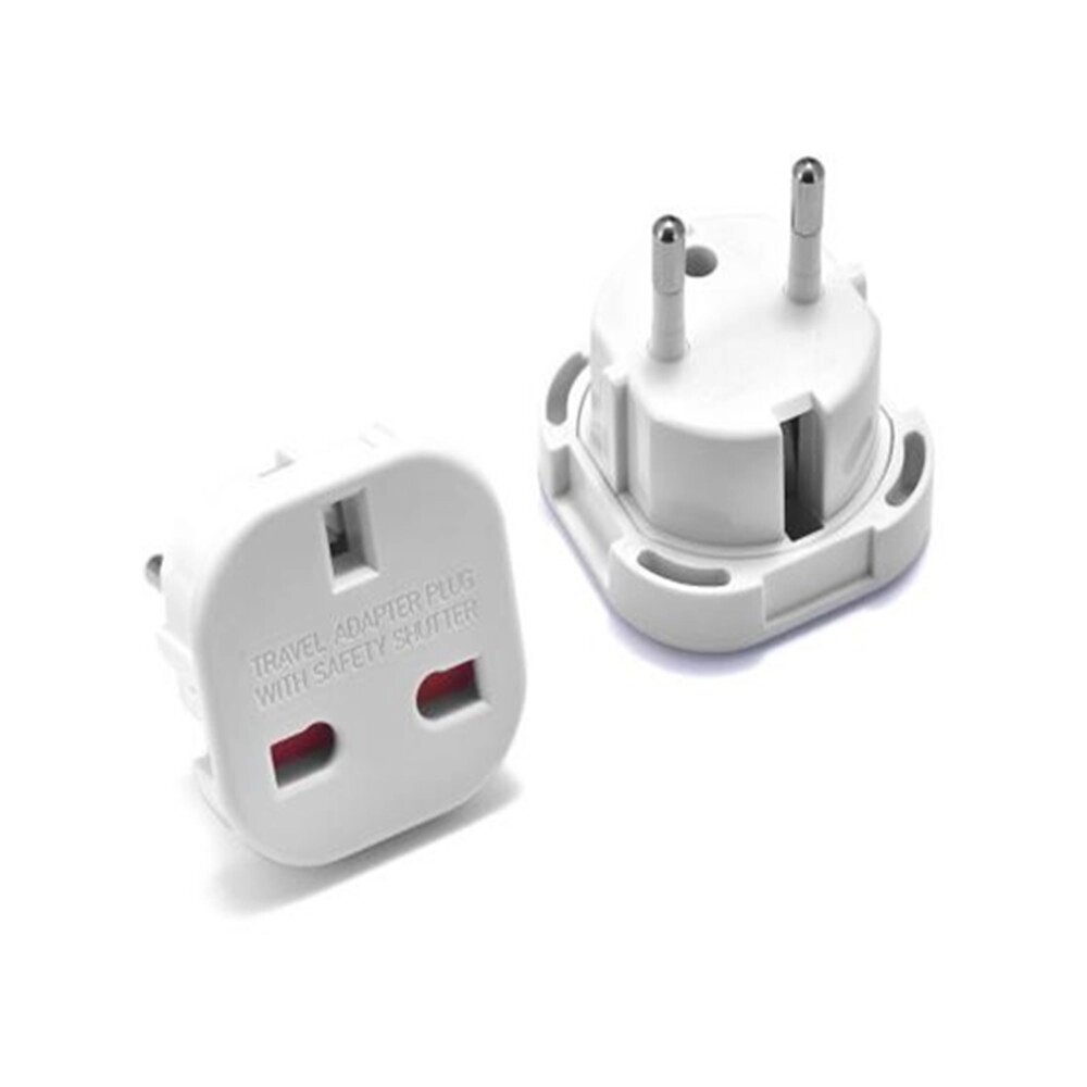 Перехідник мережевий 220 вольтів — на євро розетку 2 Pin EU Plug Adapter ep0018 білий від компанії da1 - фото 1