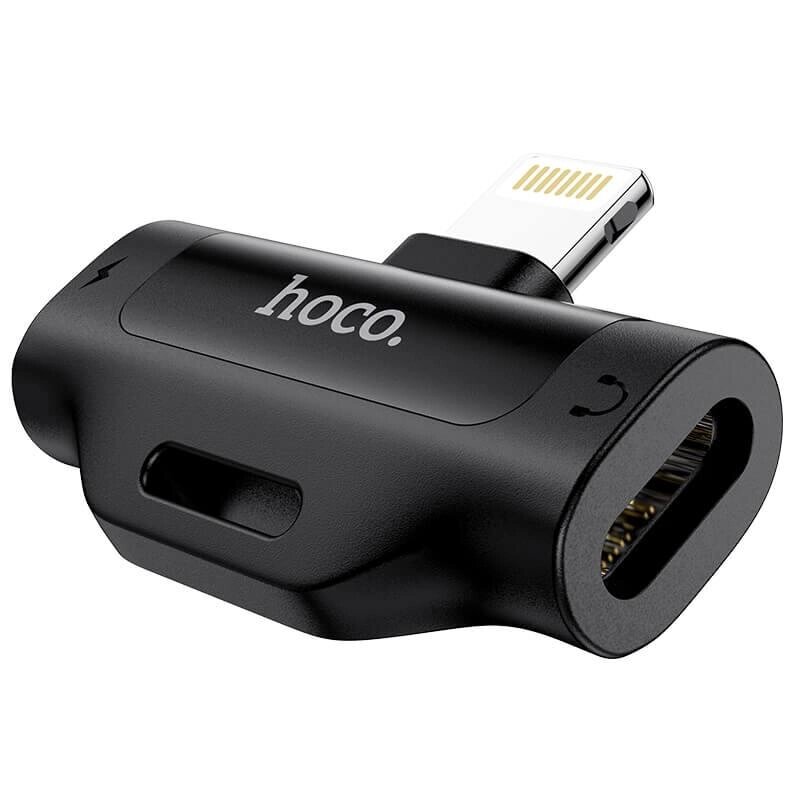 Перехідник розгалужувач аудіо HOCO Dual Lightning digital audio converter LS31 адаптер чорний від компанії da1 - фото 1