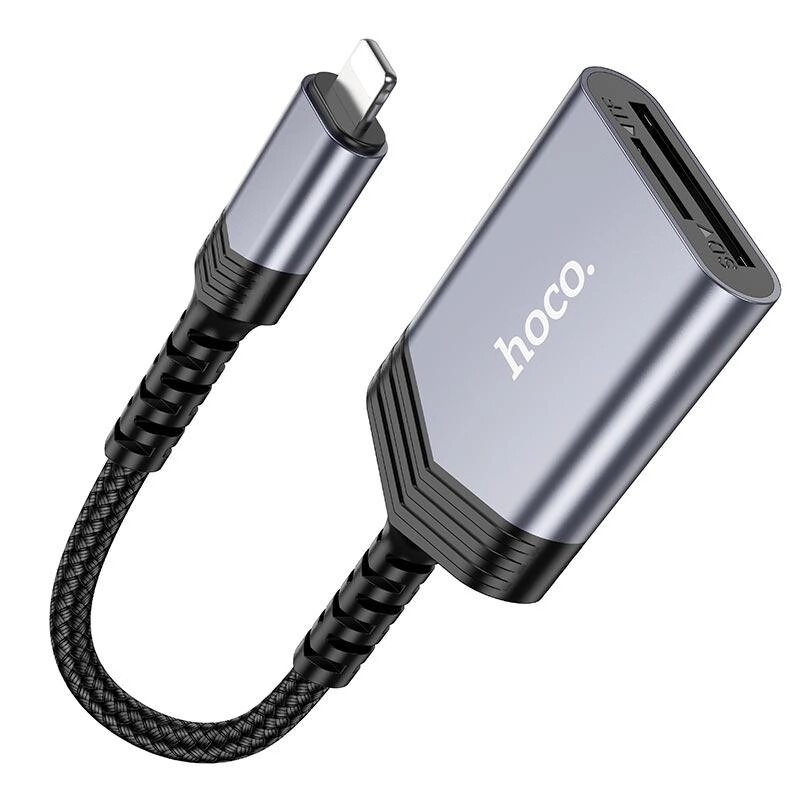 Перехідник — зчитувач карт пам'яті iPhone — HOCO ua25 card reader 2-in-1 від компанії da1 - фото 1