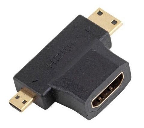 Переходник miniHdmi папа - microHdmi папа - Hdmi мама від компанії da1 - фото 1