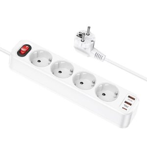 Подовжувач мережевий HOCO NS1 Aura 4-bit fast charge 2USB 1Type-C 4Sockets 4000W