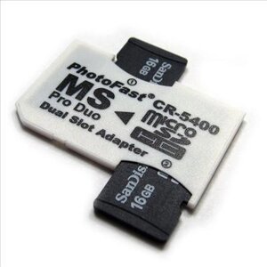 Перехідник для карт пам'яті з 2 штук microSD на MS pro Duo (CR-5400)