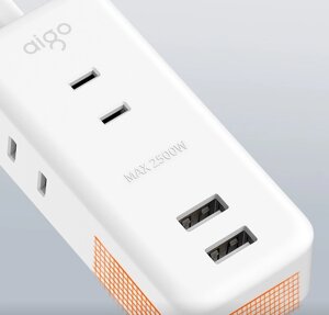 Подовжувач фільтр Aigo Power Strip (3 розетки та 2 USB) 1 m AC0320