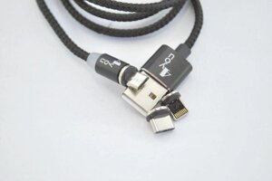 Usb-кабель 3-в-1 Micro iPhone 5 Type-C 4you Magnetic магнітний 1 метр чорний