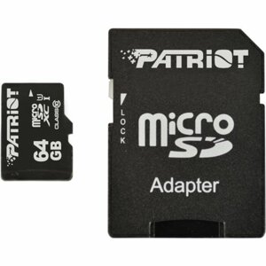 Картка пам'яті MicroSDXC (UHS-1) Patriot LX Series 64Gb class 10 (adapter SD)