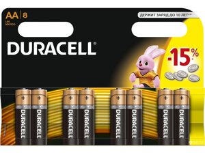 Упаковка батарейок Duracell AA LR06 пальчикова MN1500 8 штук